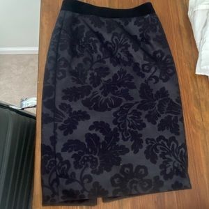 NEW Les Copains Black Pencil Skirt Silk Paisley Floral